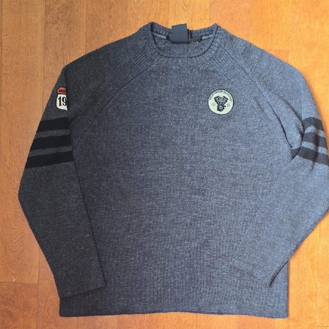 Men's Harley Davidson Gray Sweater With Patch Detail Size M
